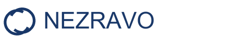 Nezravo motion-loop wordmark in navy
